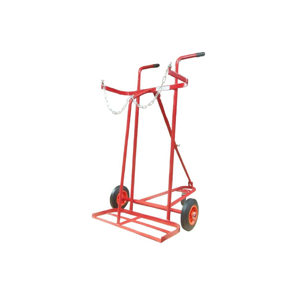 Oxygen+Acetylene Gas trolley with third safety wheel SKU 1274