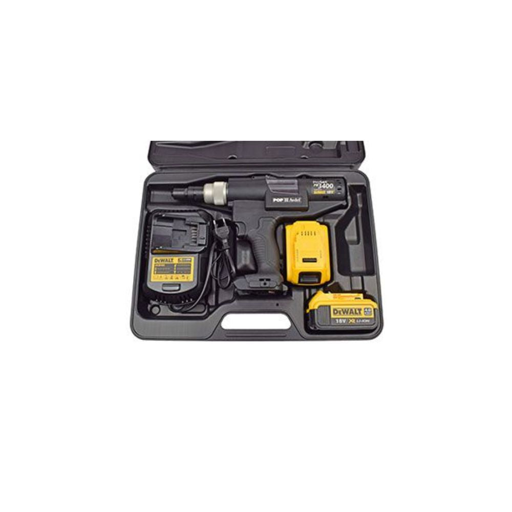 Avdel PB3400 battery operated rivet gun in a case